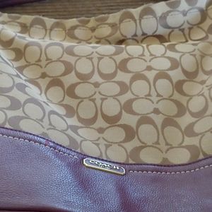 Park Signature Hobo Coach Purse with Purple Trim